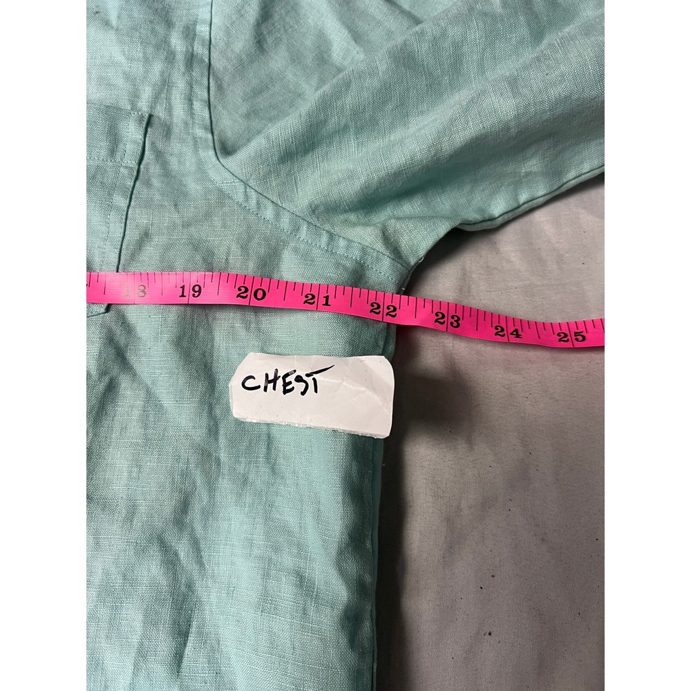 Pendleton Womens XL Aqua Blue 100% Linen Long Sleeve Button Down Shirt Retro - Picture 6 of 9